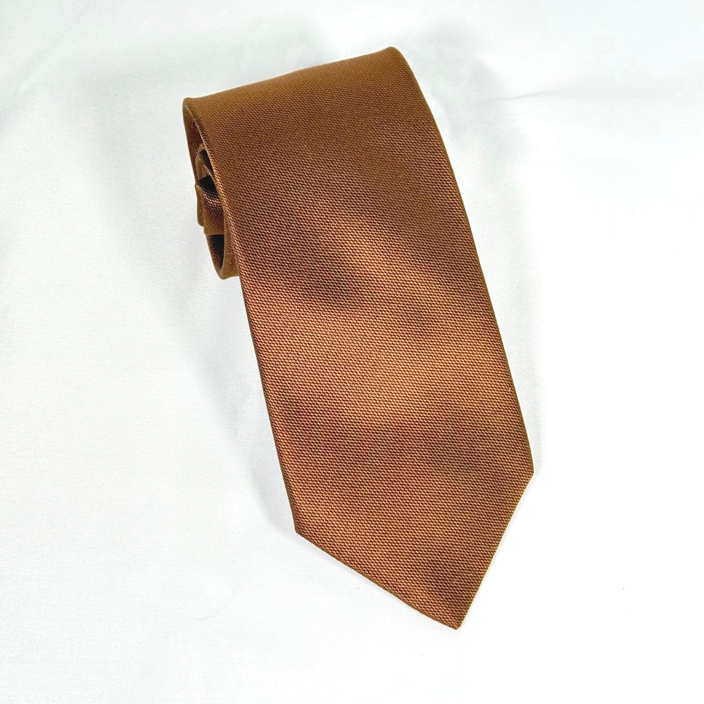 Egara Necktie Mens Bronze Silk Textured Micro-Basketweave Formal Accessory
